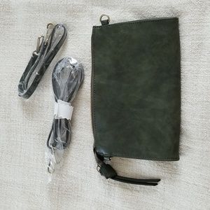 JOY SUSAN Olive Green Vegan Leather Convertible Crossbody/Over Shoulder/Clutch